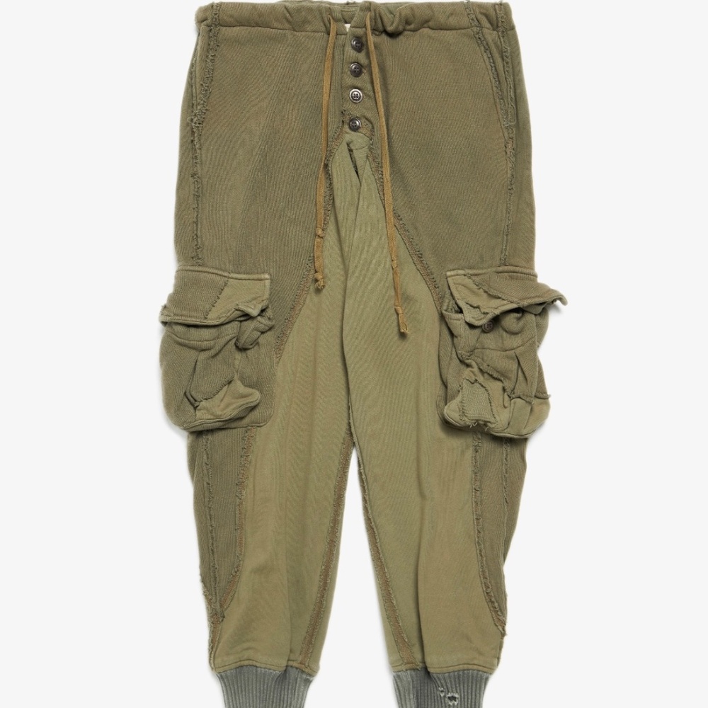 Khaki Army Knit/Fleece Slim Lounge 50/50 Cotton Pants